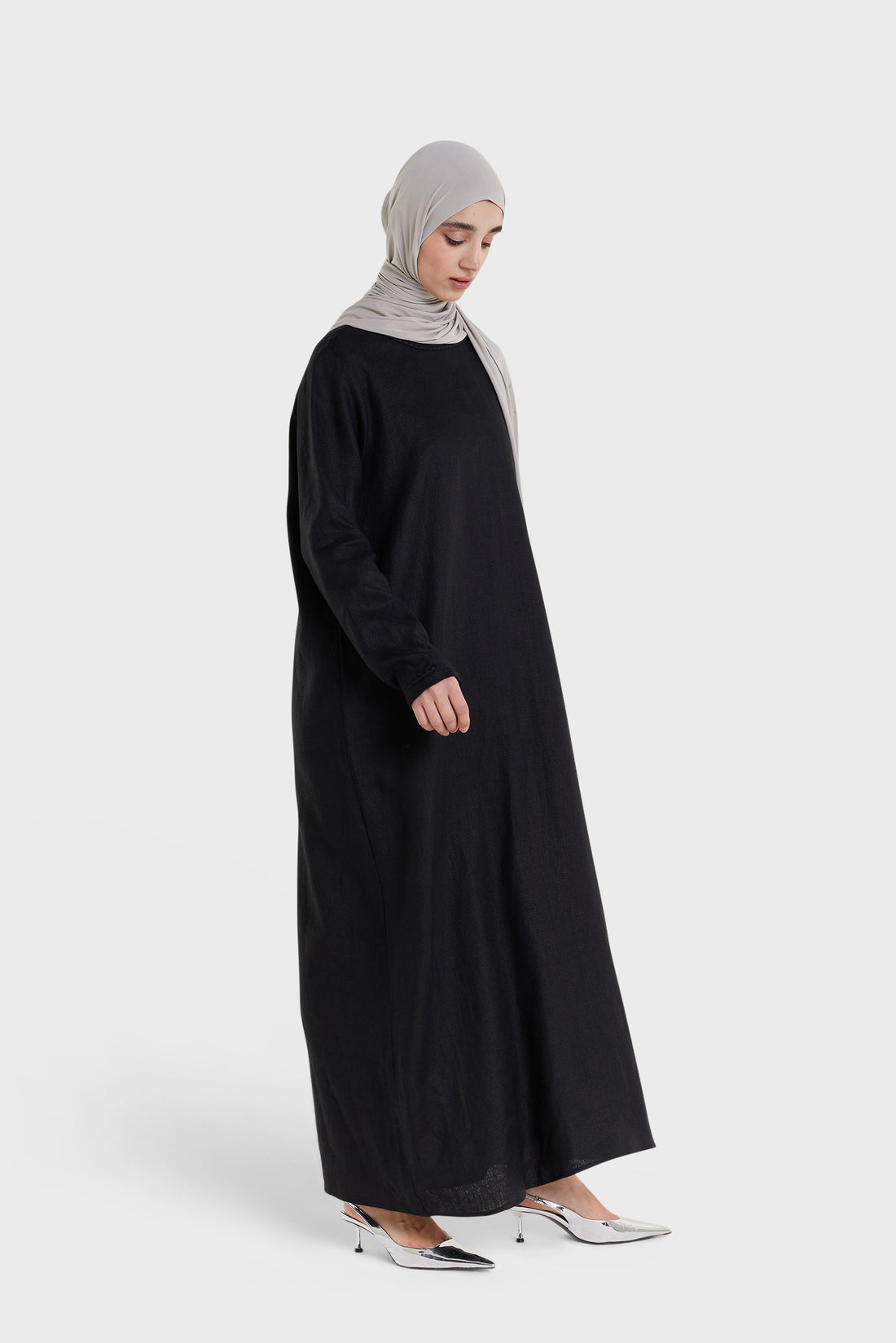 Plain Robe en Lin | Black