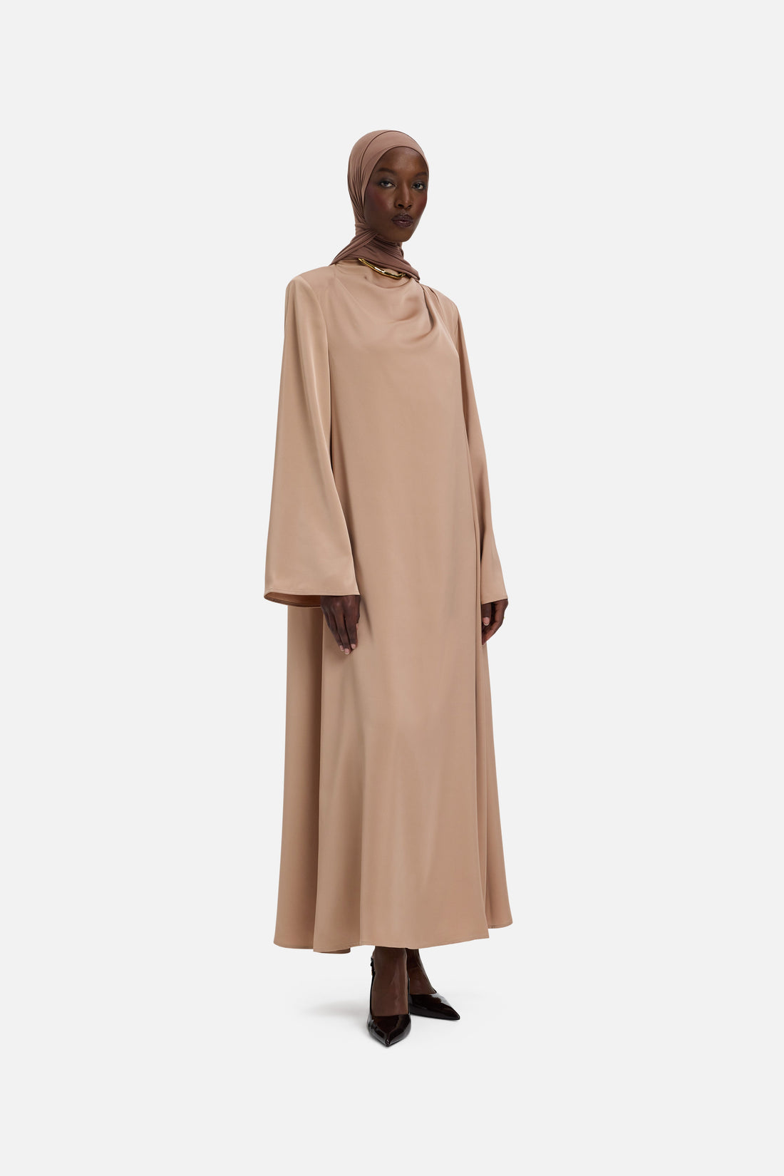 Asymmetric Drape Robe Régulier | Nougat