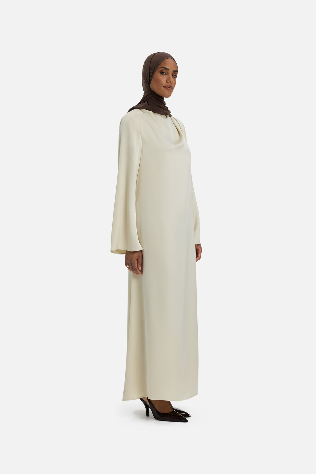 Asymmetric Drape Robe Court | Sand