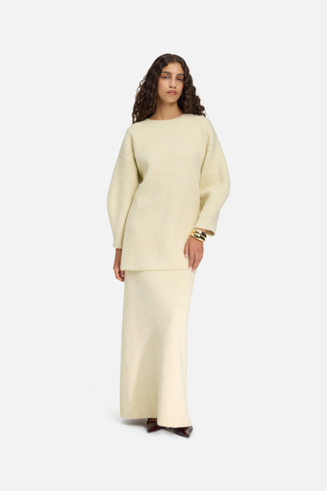 Brushed Tricot Jupe | Cloud White