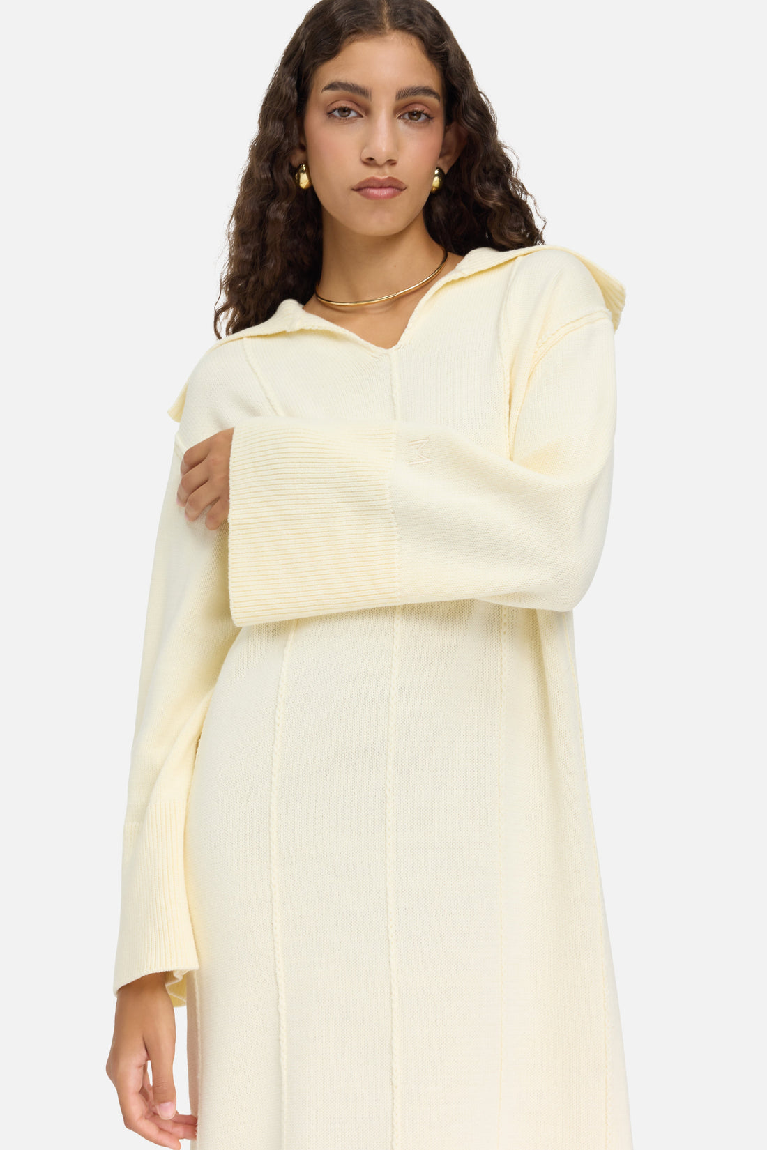 Tricoté Col Robe | Porcelain