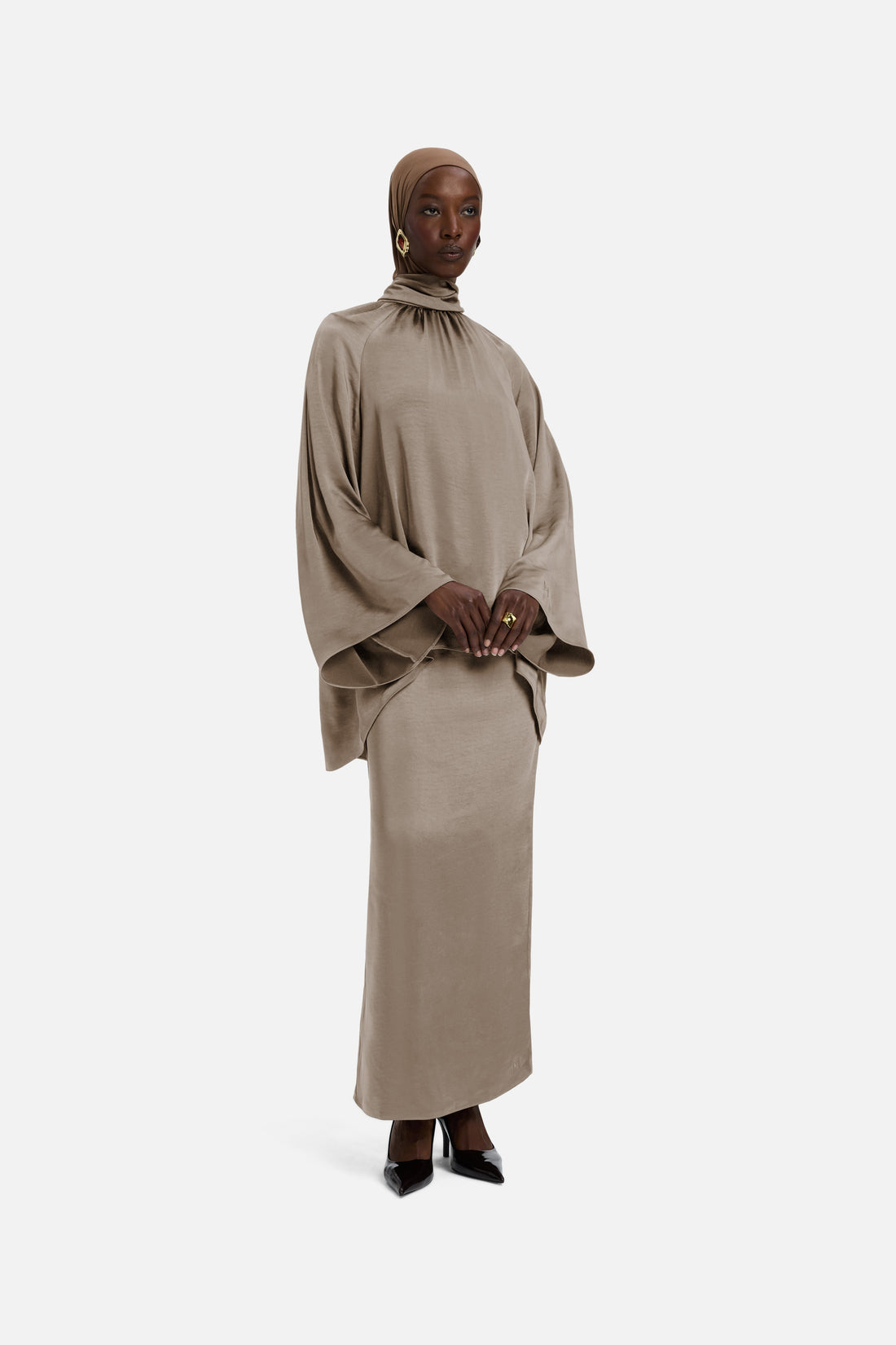 Volume Pleat Jupe | Milky Cacao